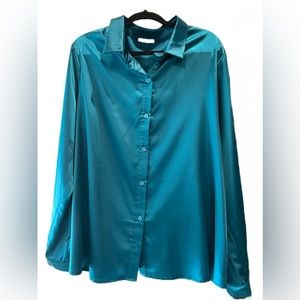 Shiny Blue Blouse NWOT